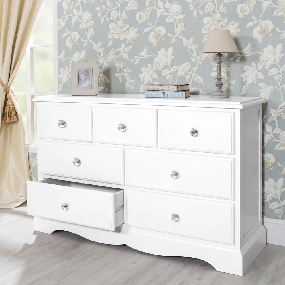 Statement Furniture Romance 3 Over 4 Chest of Drawers with Crystal Handles in Cool White 5