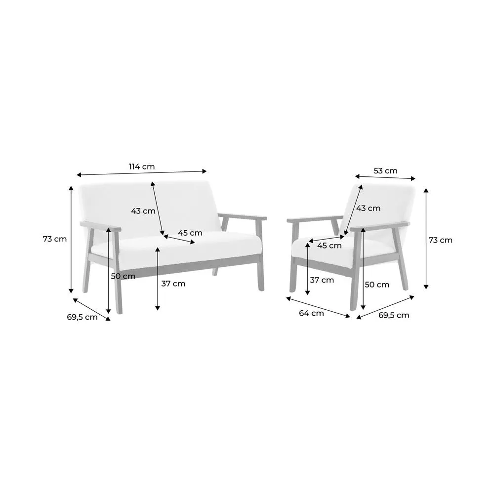 sweeek Armchair & 2-seater Sofa In Hevea Wood in Cream 5