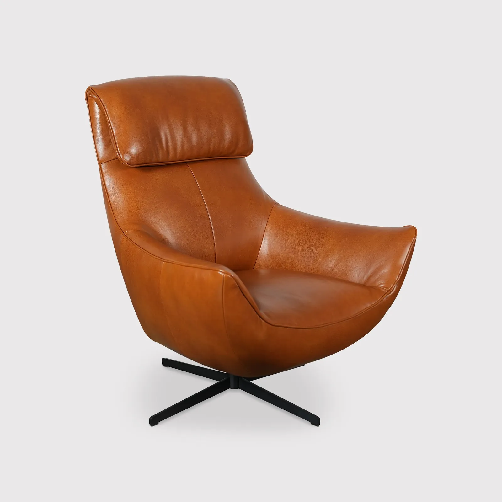 Grantham Swivel Armchair, Brown Leather | Barker & Stonehouse