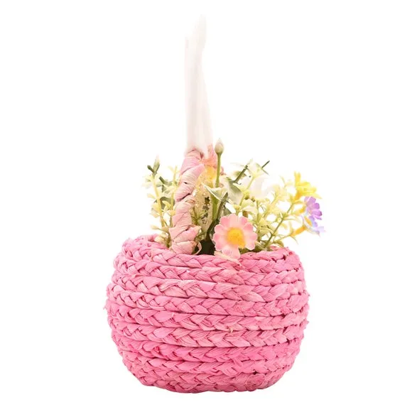 Eggstraordinary Gift Co. Faux Flower Easter Bunny Basket Decoration 2