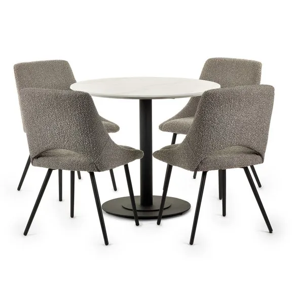 Luca 4 Seater Round Dining Table, Marble 4