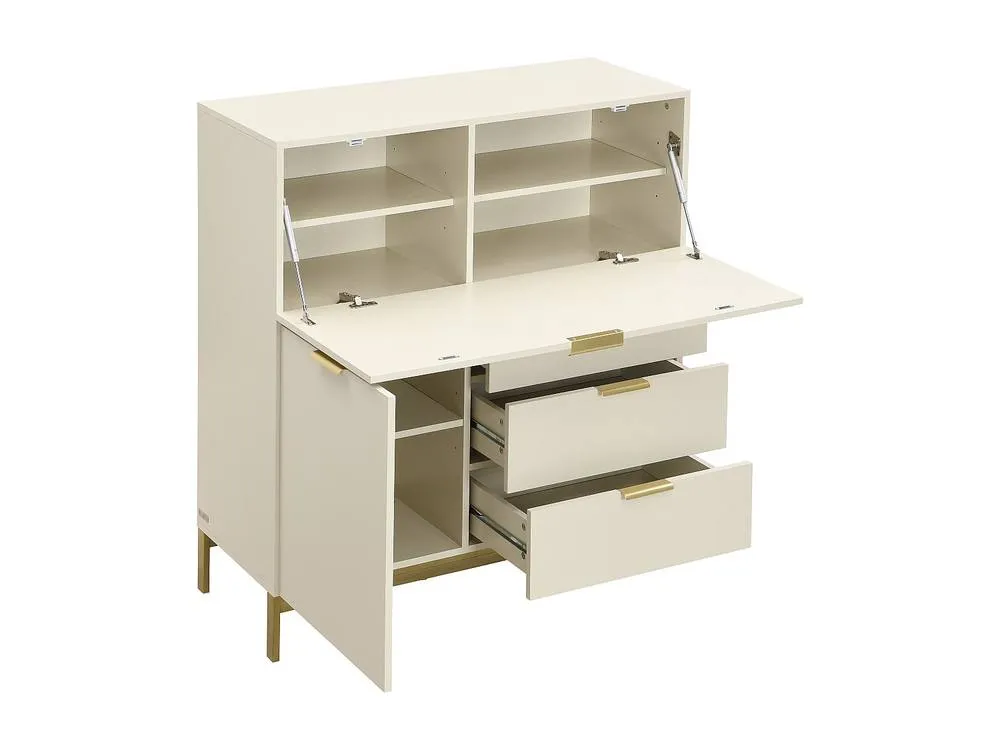 Vente-unique Writing Bureau With 2 Doors & 3 Drawers - MDF & Metal - Beige 6