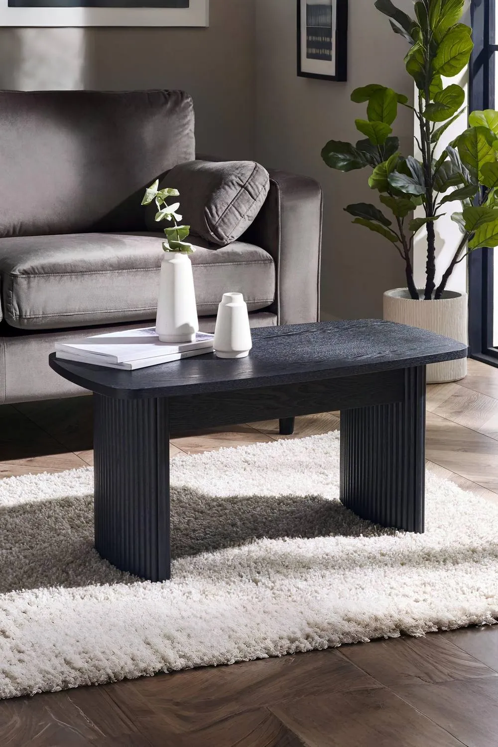 Julian Bowen Louis Fluted Compact Coffee Table in Black