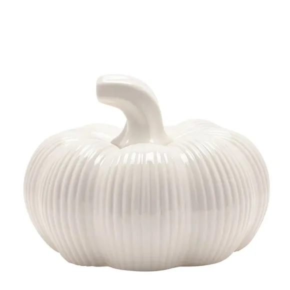 Country Living White Ceramic Pumpkin Ornament