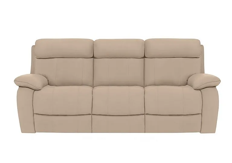 Moreno 3 Seater Leather Power Recliner Sofa with Power Headrests - BV Pebble