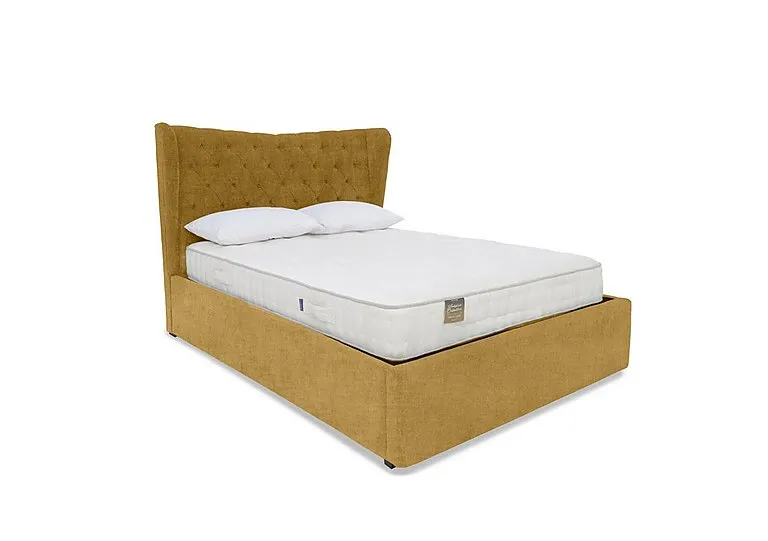 Bauer Electric Ottoman Bed Frame - Small Double - Tweed Mustard