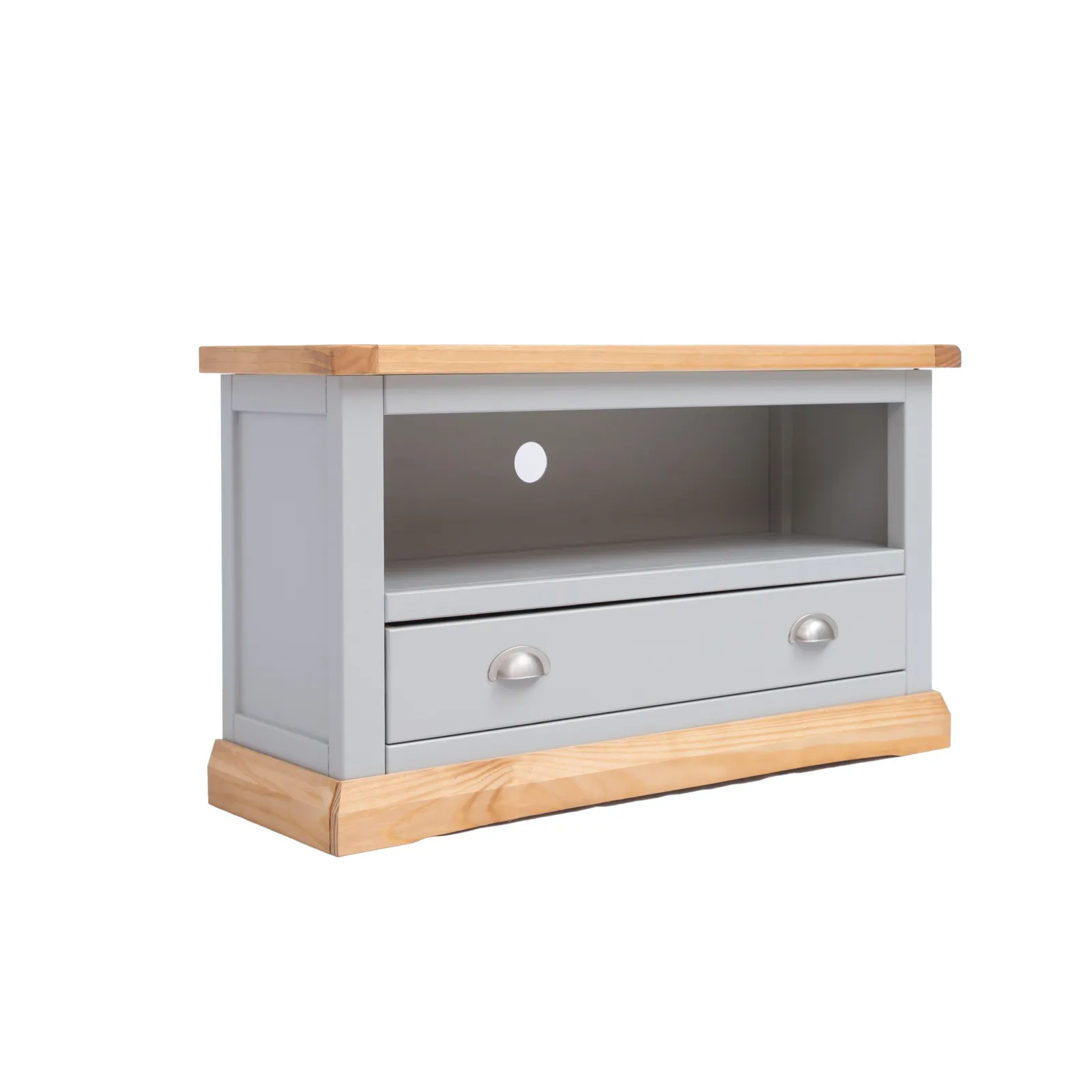 Cabinet Bits Bomporto Light Grey 1 Drawer TV Cabinet Chrome Cup Handle 2