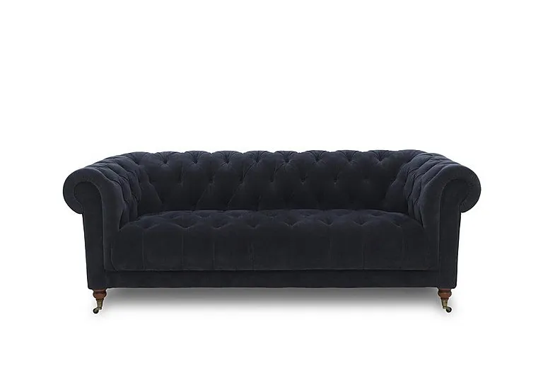 Columbus Fabric 3 Seater Sofa with Castors - Manhattan Indigo