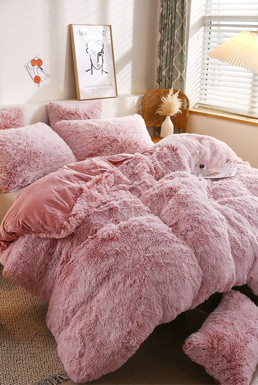 Ezysleep Pink Faux Fur Duvet Cover Set 2