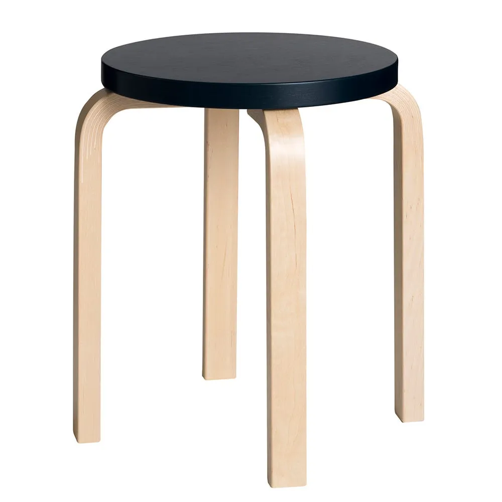 Artek Stool E60 Natural Lacquered Birch Black Lacquered 2
