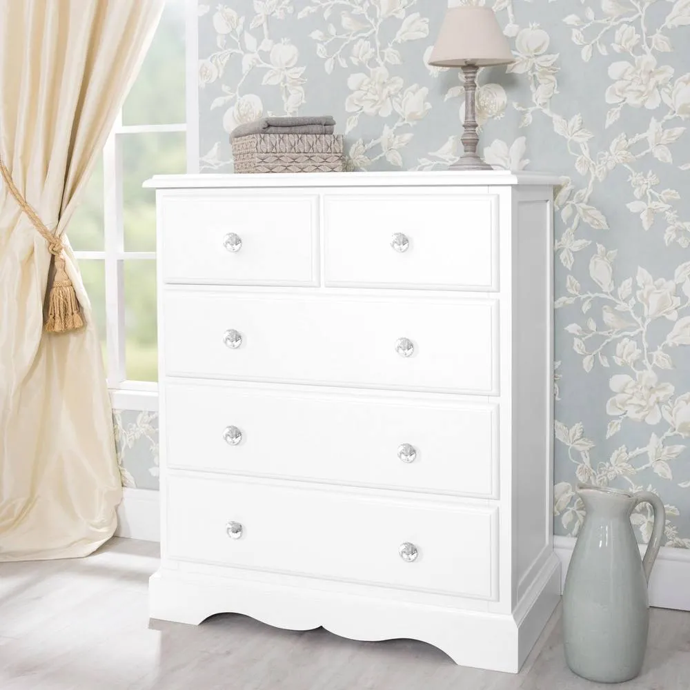 Statement Furniture Romance 2 Over 3 Chest of Drawers with Crystal Handles in Cool White 5