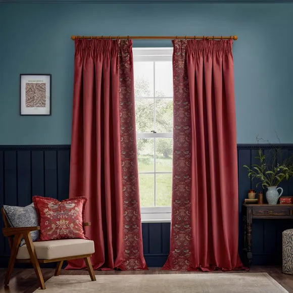 Morris & Co. Strawberry Thief Embroidered Pencil Pleat Curtains 2