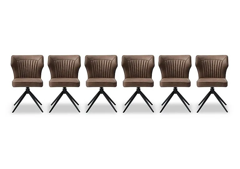Jayden Set of 6 Faux Leather Swivel Dining Chairs - Light Brown