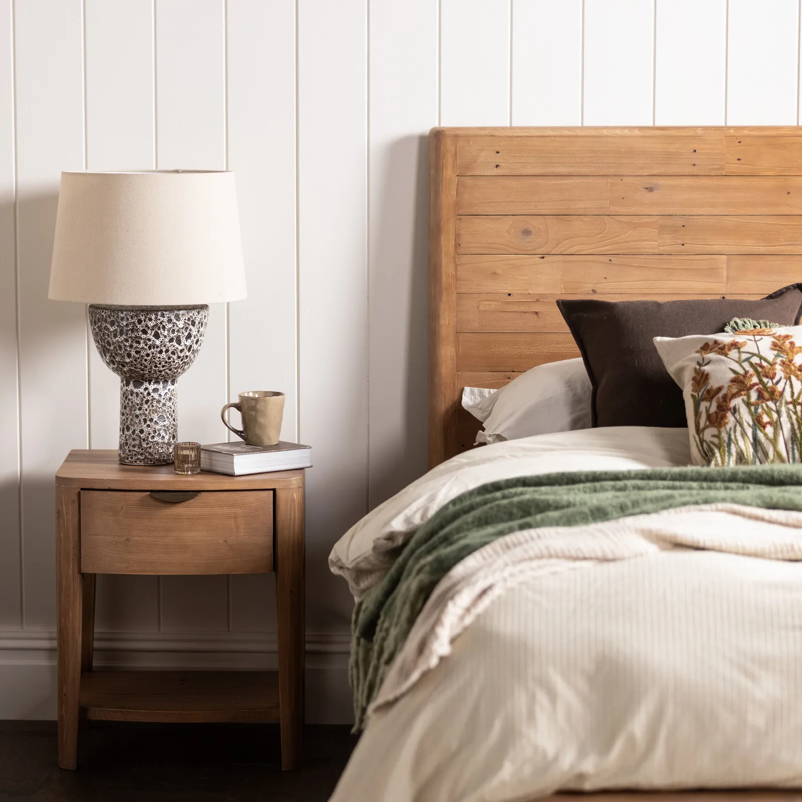 Halstatt 1 Drawer Bedside Table, Pine Wood | Barker & Stonehouse 3