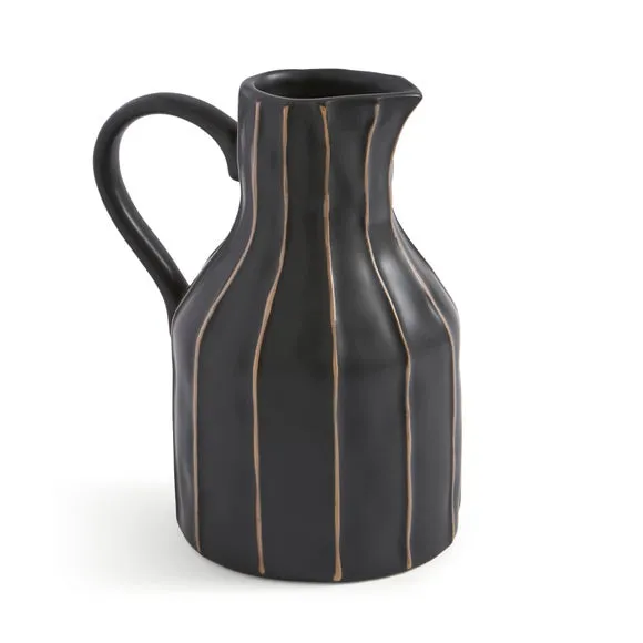 Black & Brown Striped Ceramic Jug Vase 3