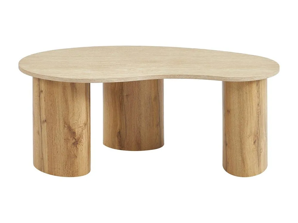Vente-unique MDF Coffee Table - Beige Travertine Effect & Light Natural- ALOZYA 2