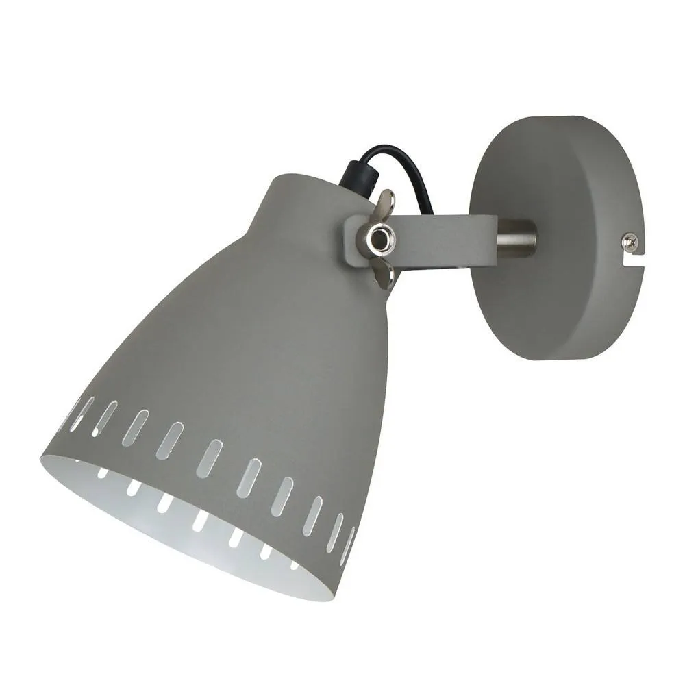 Netlighting Industrial & Retro Wall Lamp Satin Grey 1 Light with Grey Shade E27