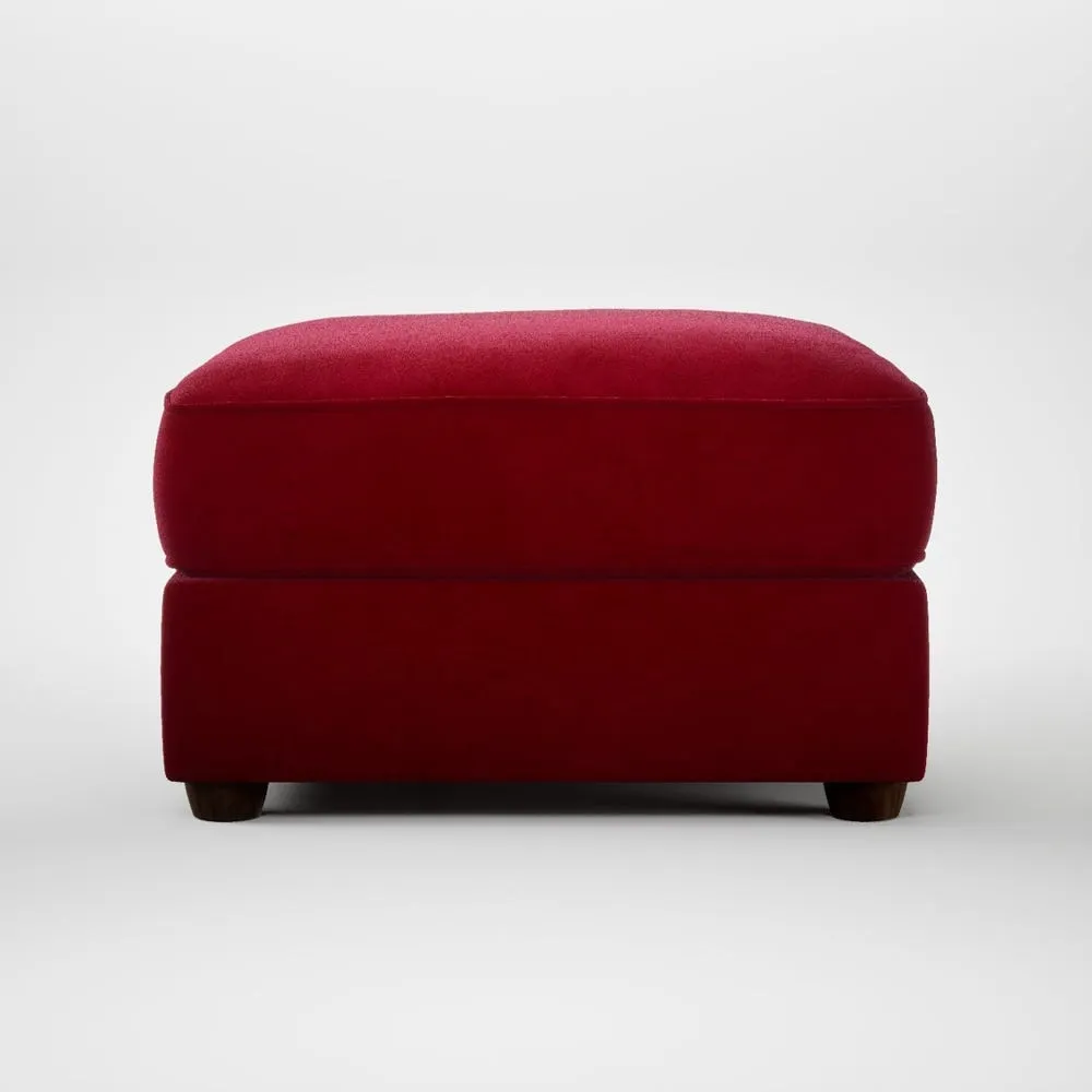 Heal's Tailor Rectangular Footstool Smart Luxe Velvet Mulberry Walnut Stained Feet 2