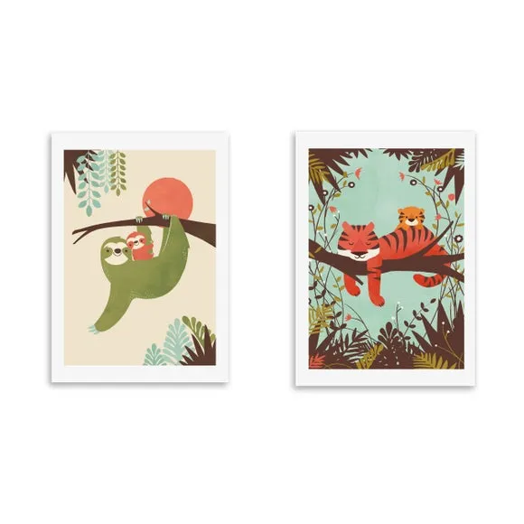 Set of 2 East End Prints Sloth & Tiger Prints 2