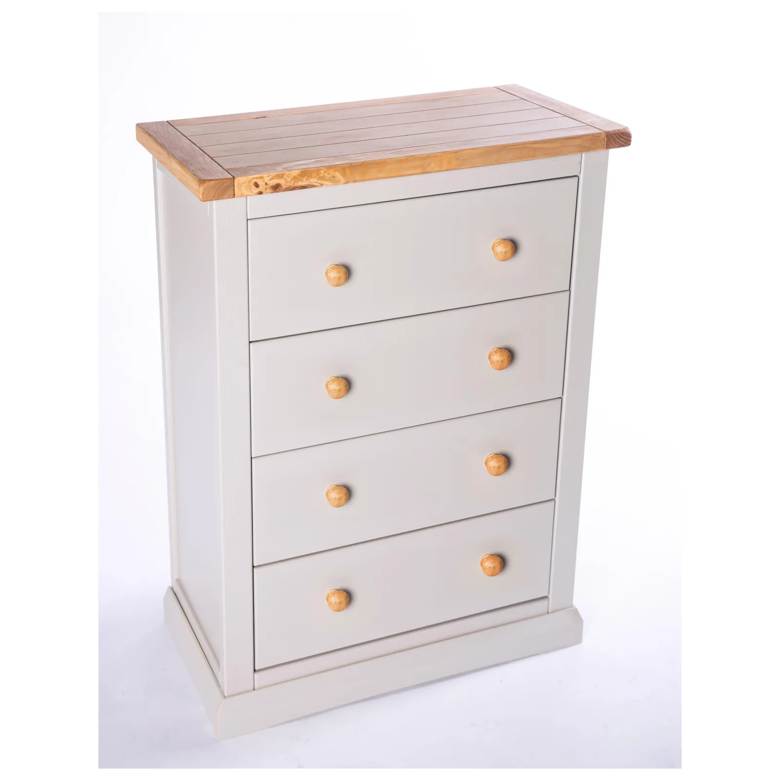 Cabinet Bits Loreo 4 Drawer Chest of Drawers Wood Knob in Light Grey 2