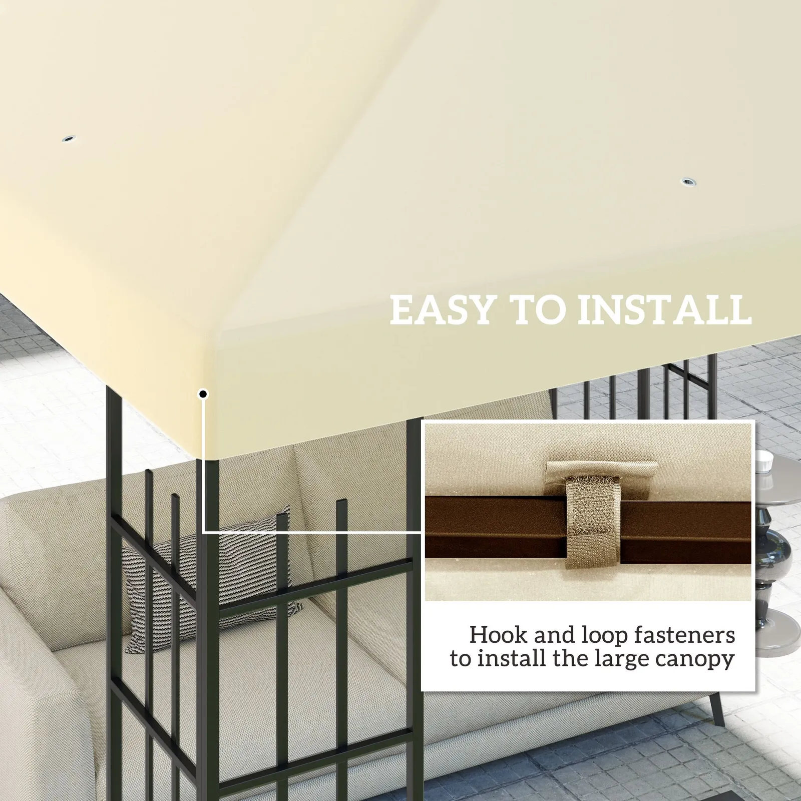 OUTSUNNY 3 x 3(m) Gazebo Canopy Replacement Cover, UPF30+, Cream White 6