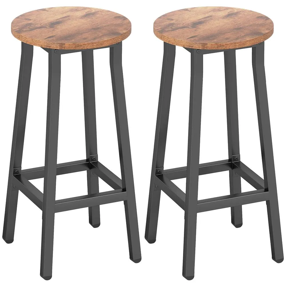 HOMCOM Barstools, Breakfast Bar Stools with Footrest, Rustic Brown 2