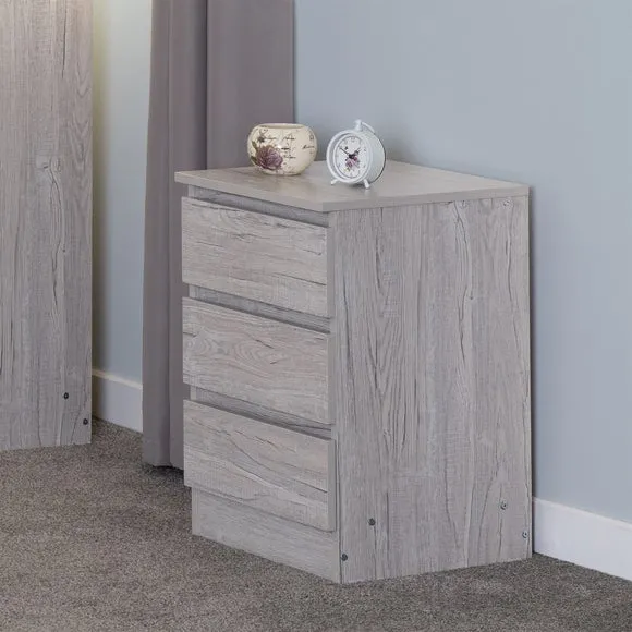 Walker 3 Drawer Bedside Table 1