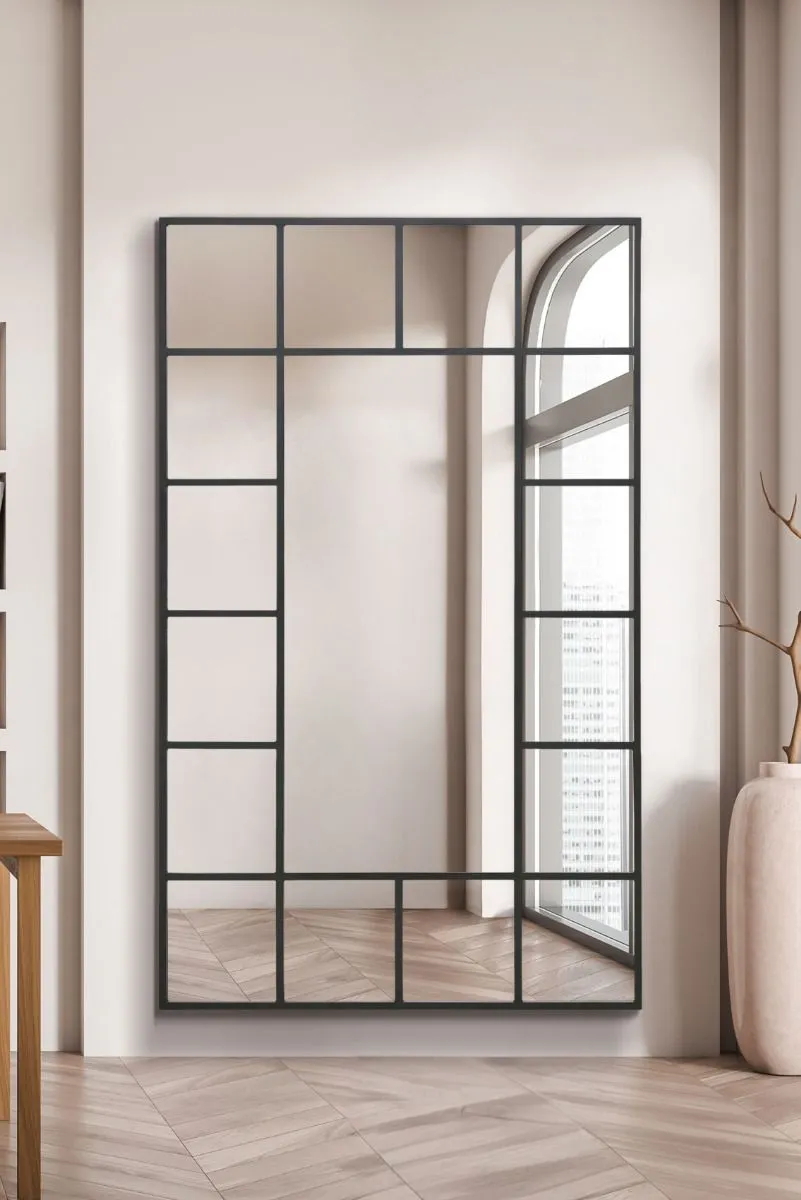 MirrorOutlet Black Modern Wall & Leaner Mirror 71" X 43" (180 x 110CM) 2