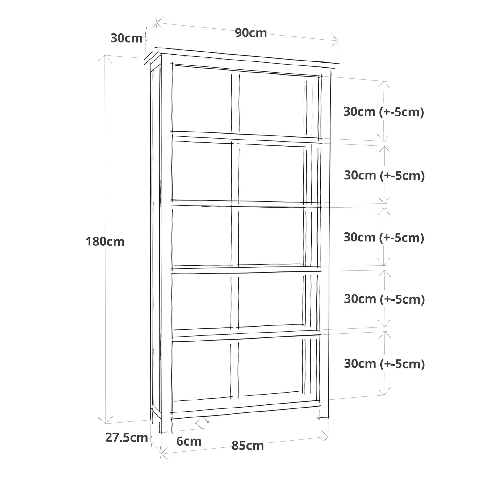 Cabinet Bits Bookcase 180x90x30cm in Light Brown 6