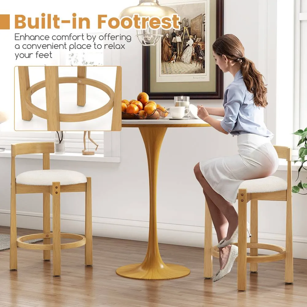 Costway 2PCS Counter Height Bar Stools Wooden Bar Chair /Padded Seat &Backrest in Natural 6