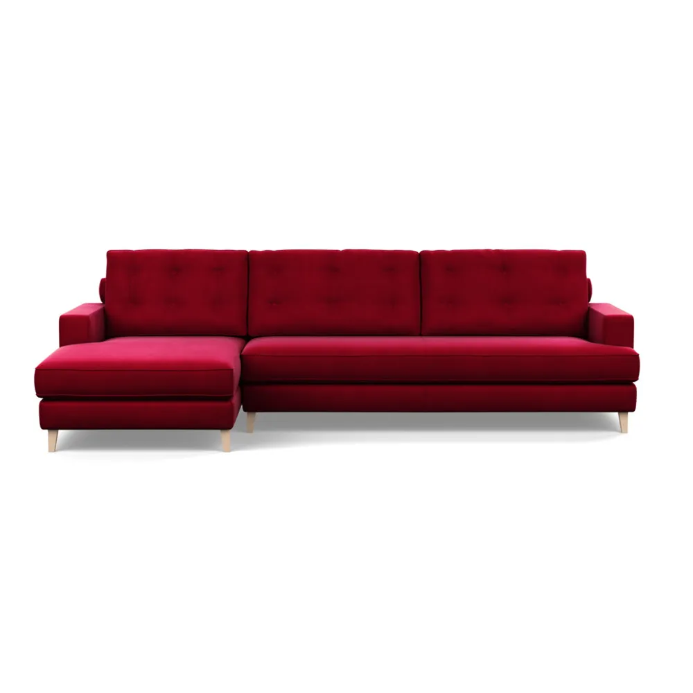 Heal's Mistral Left Hand Facing Corner Sofa Varese Velvet Mulberry Natural