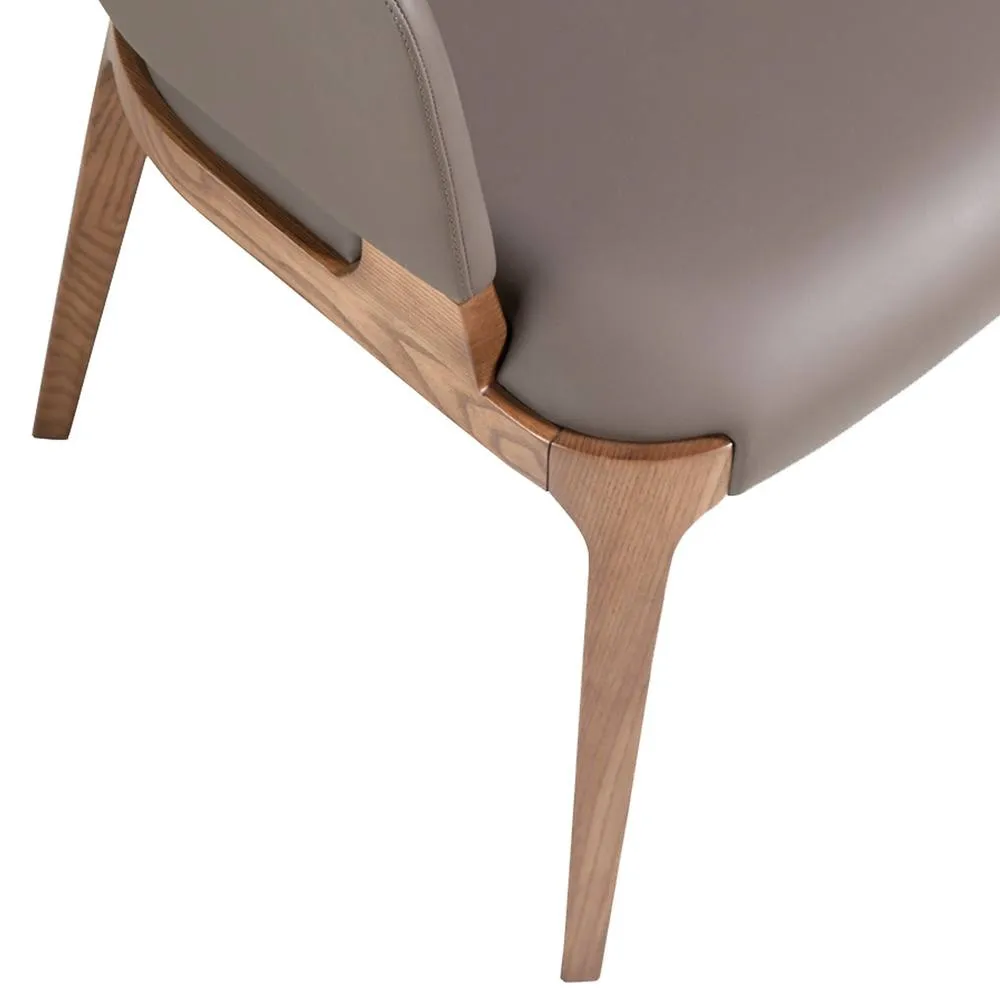 Angel Cerda Dark Mink Leatherette Dining Chair with Armrests in Grey 5