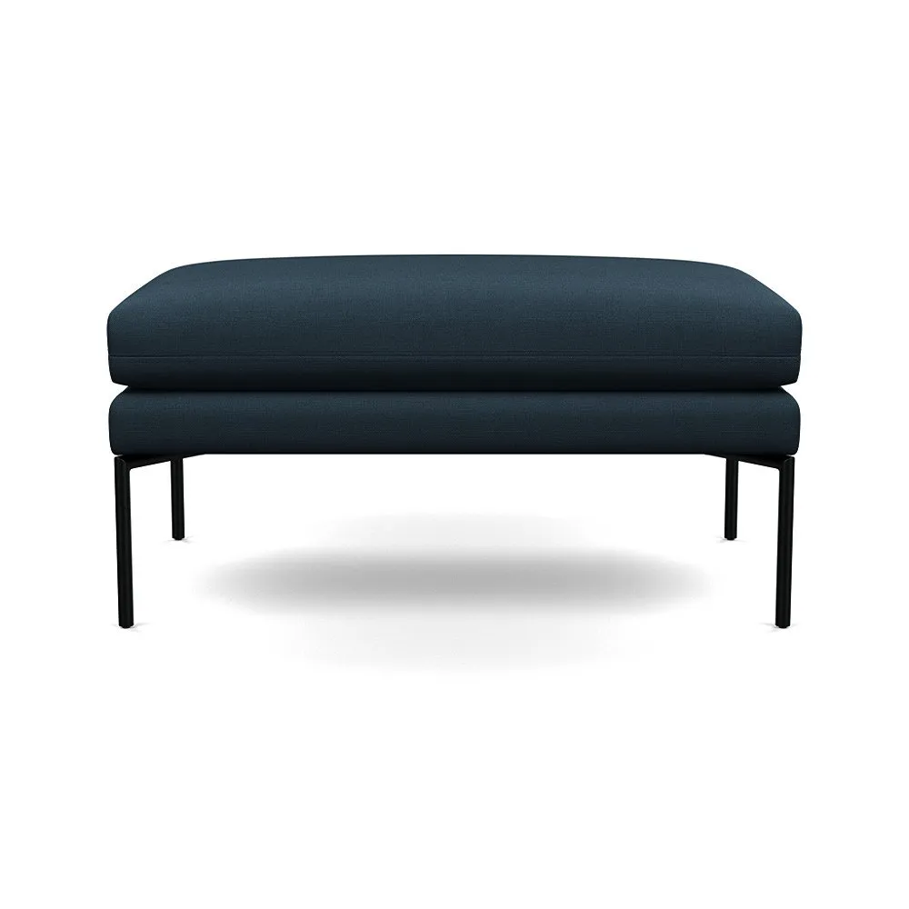 Heal's Matera Large Ottoman Siena Cotton Deep Sea Black Feet