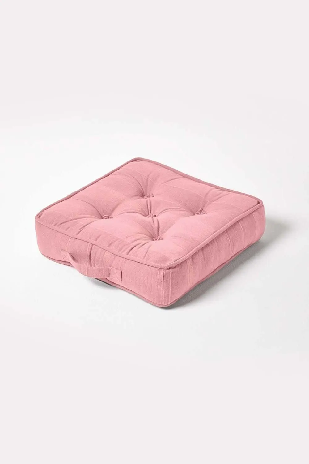 Homescapes Rajput Ribbed Cotton Floor Cushion in Pink 1
