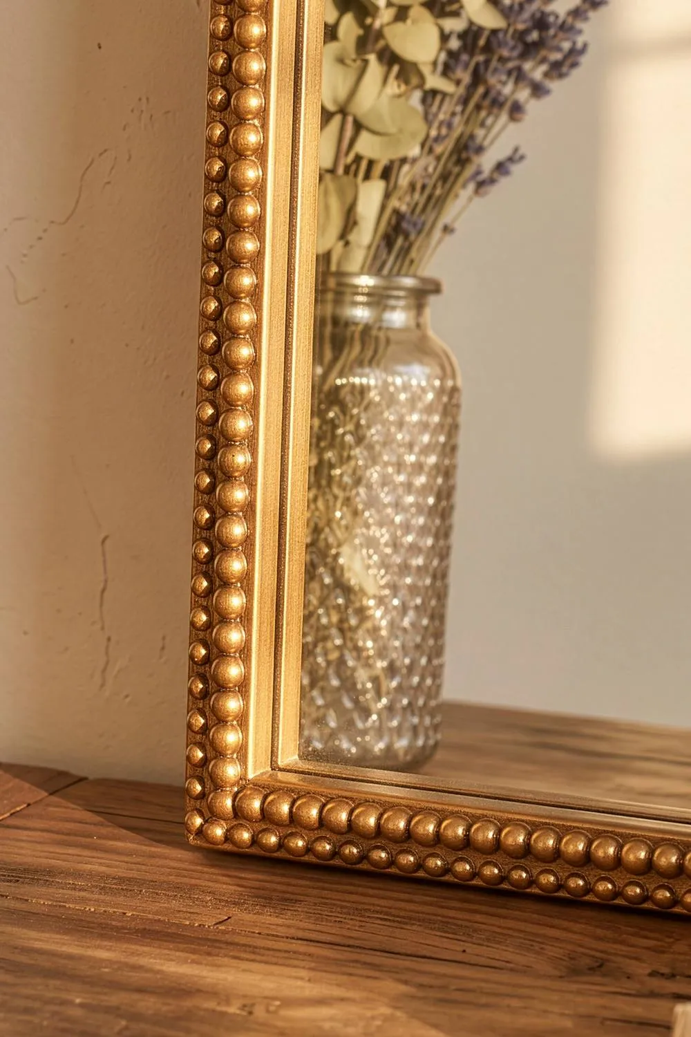 Dibor Gold Beaded Rectangular Wall Mirror, 77cm x 56cm 3