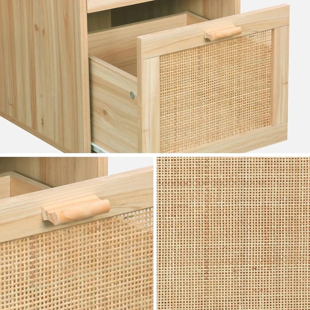 sweeek 2-drawer Woven Rattan Desk in Light Brown 4