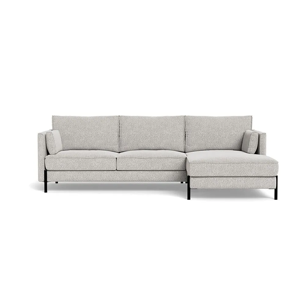 Heal's Tortona Right Hand Facing 4 Seater Corner Chaise Chunky Boucle Ecru Black Feet 1