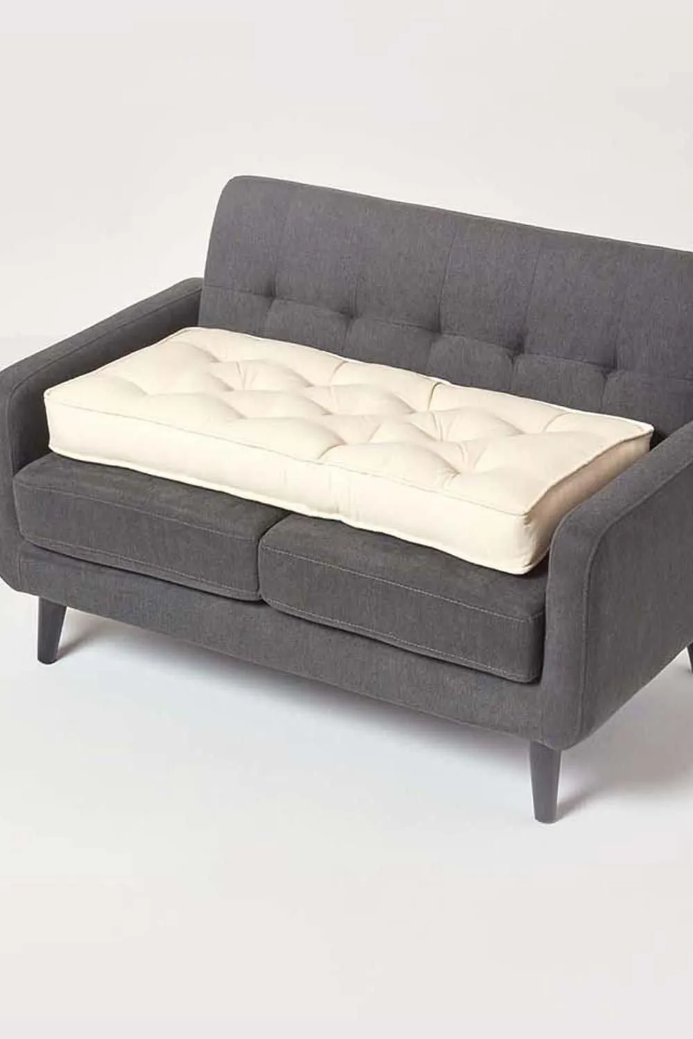Homescapes Cotton 2 Seater Booster Cushion in Cream 1