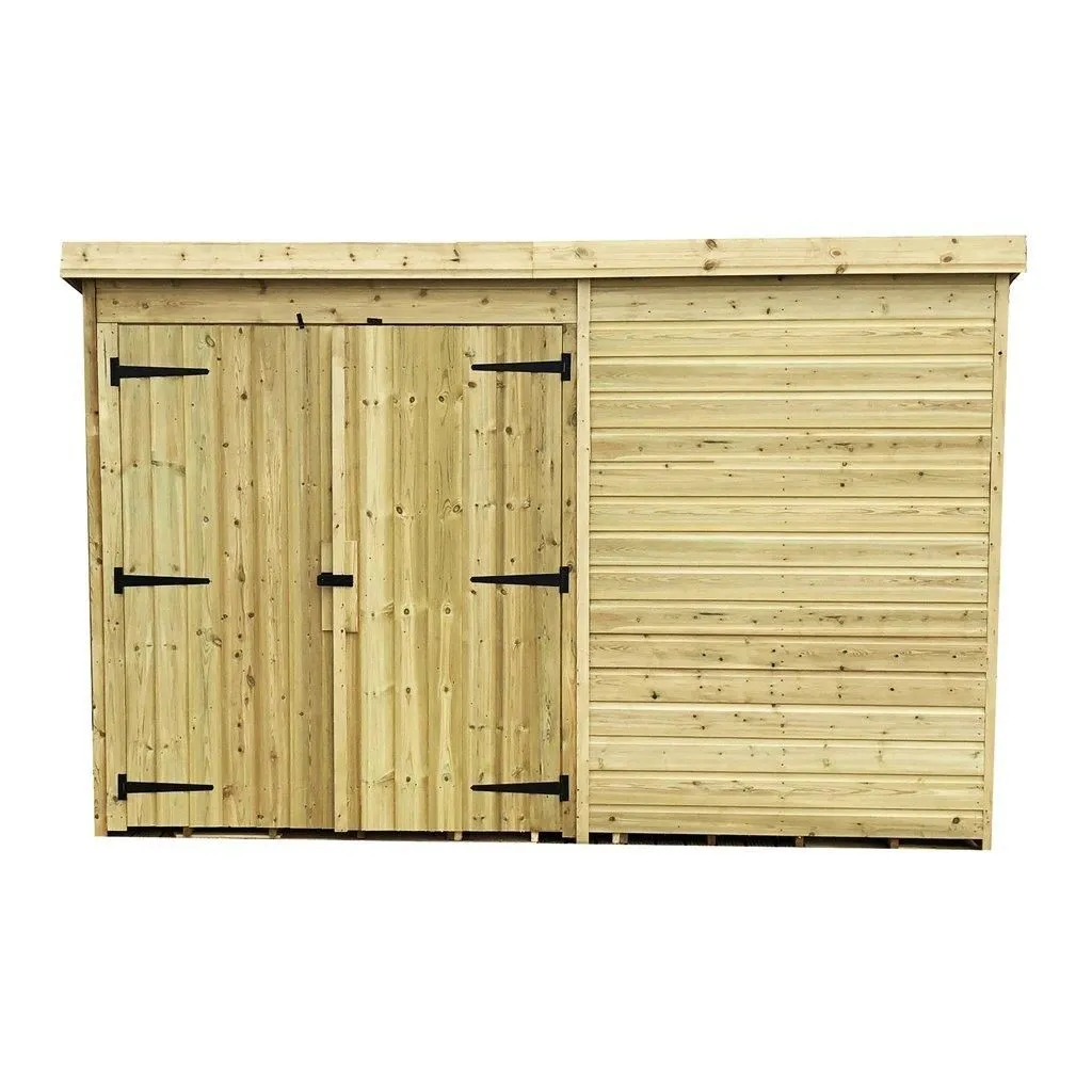 Marlborough 9 x 4 Pressure Treated Pent Garden Shed with Double Doors in Natural 4