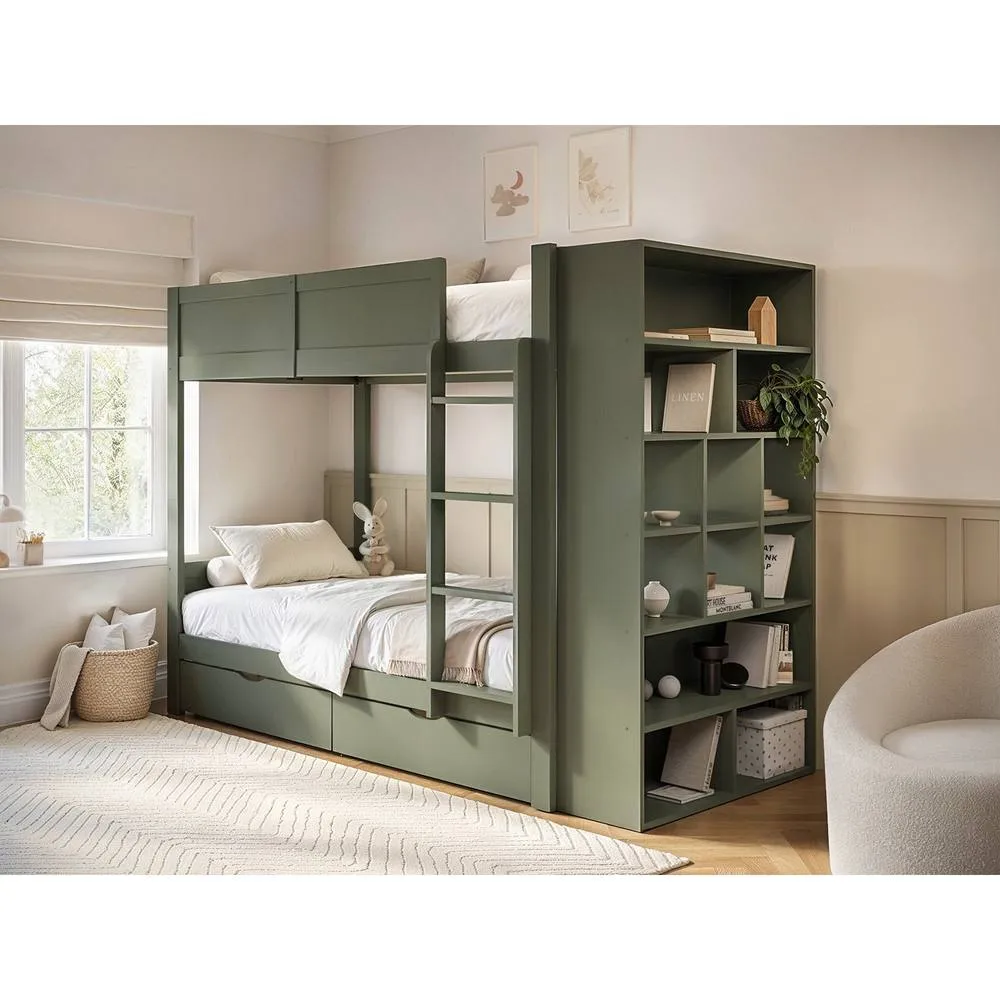 Flair Ruby Wooden Bunk Bed with Storage in Green 1
