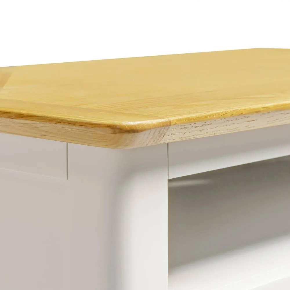 FurnitureboxUK Belle Solid Oak Wood & Cream Corner TV Stand 5
