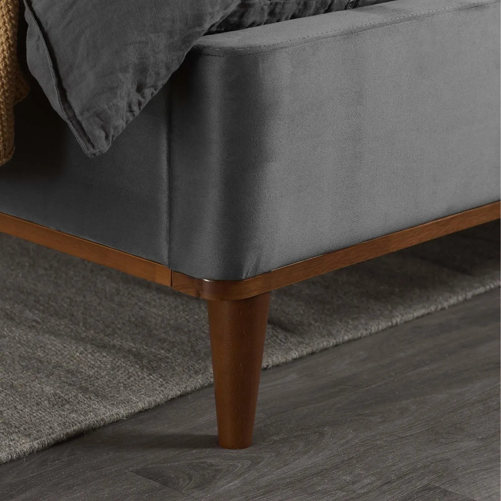 Birlea King Size Bed Frame Grey Nicola Velvet Fabric 5FT 150cm in Dark Grey 4