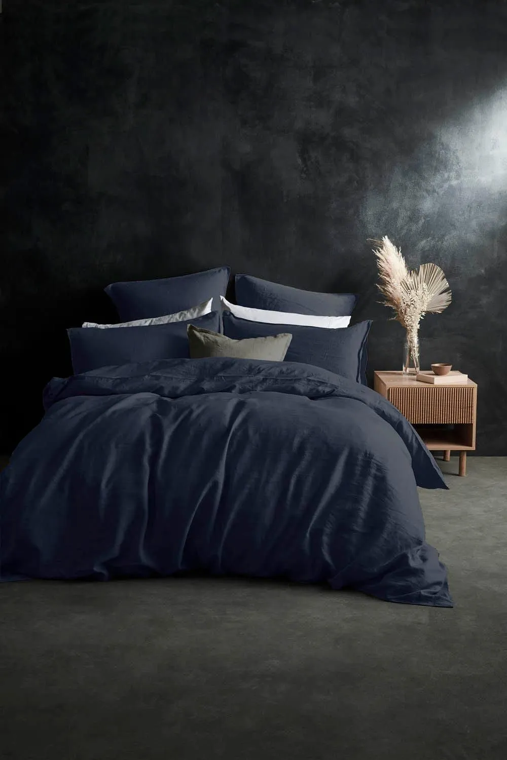 Lazy Linen 'Pure Washed Linen' Duvet Cover in Navy