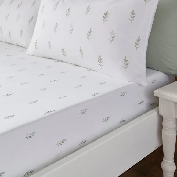 Harper Stem Floral 144 Thread Count Cotton Fitted Sheet