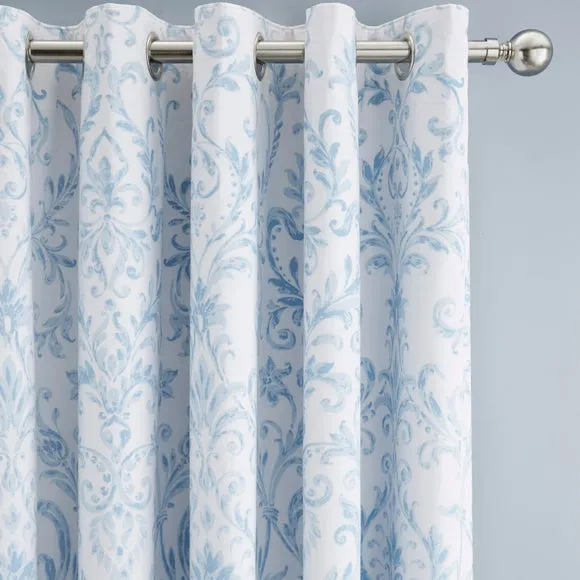 Ashleigh Damask 100% Cotton Blackout Eyelet Curtains