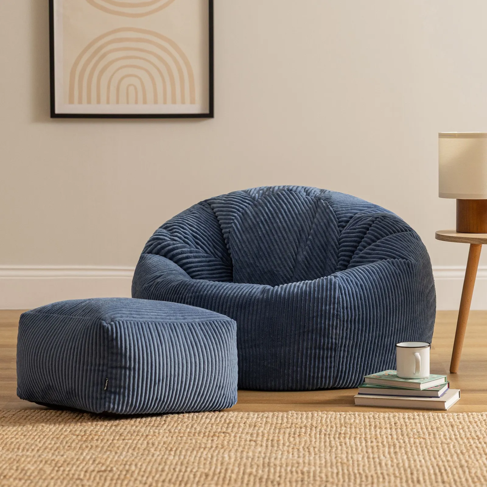 icon Kingston Bean Bag & Footstool Jumbo Cord Bundle in Blue