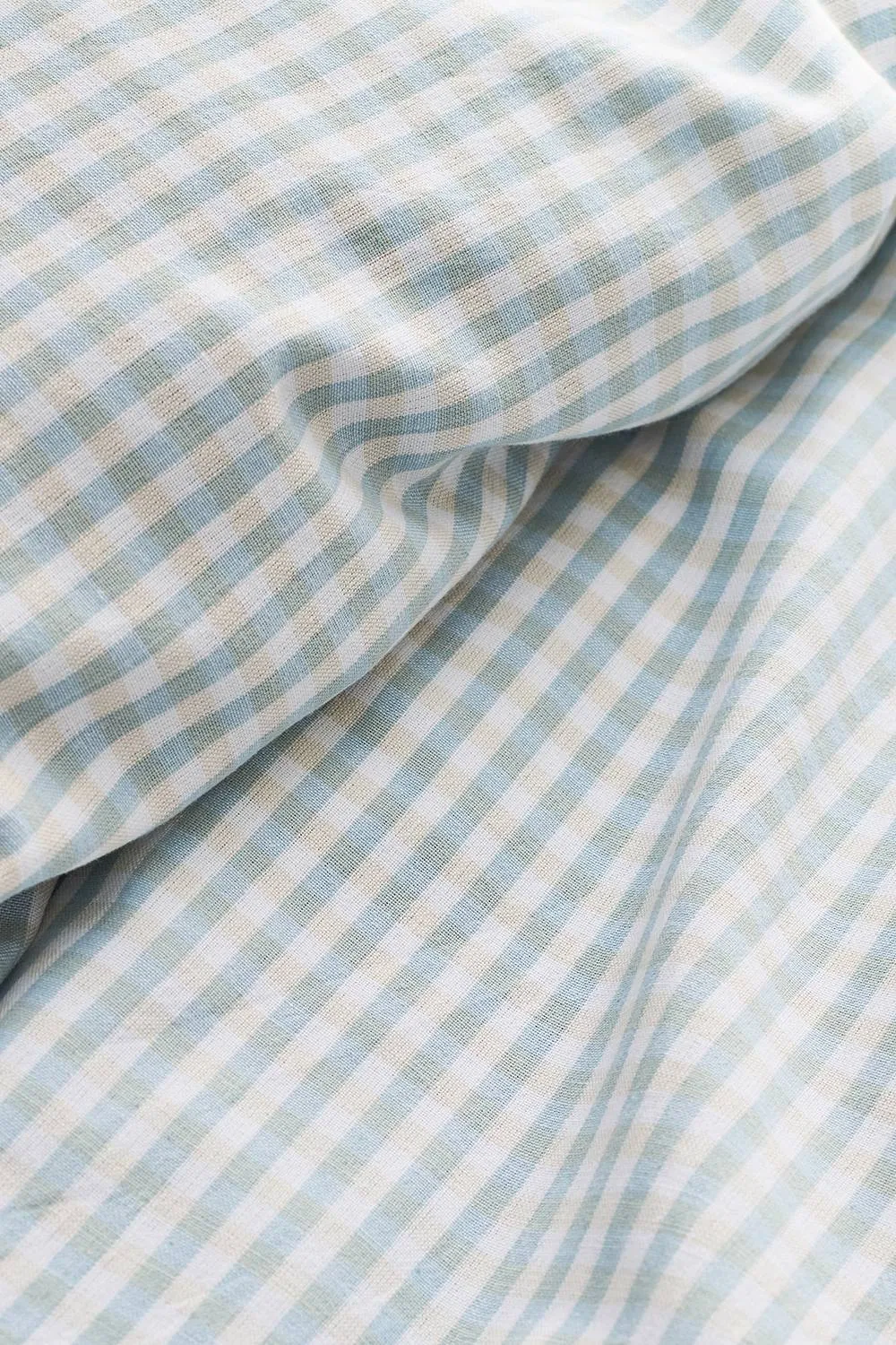 CHRISTY 'Gingham Yarn Dye' Textured Airy Yarn Dye Cotton Duvet Cover Set in Blue 3