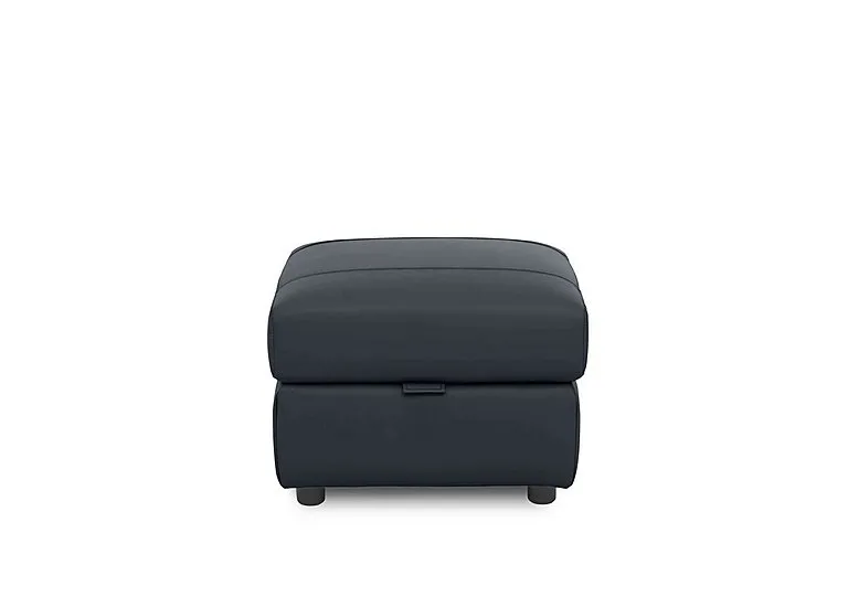 Sloane Leather Storage Footstool - Navy