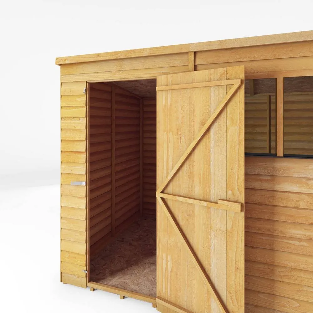 Mercia 8 x 6 Feet Overlap Pent Shed - L189.1 x W241 x H201.4 cm - Brown in Light Brown 6