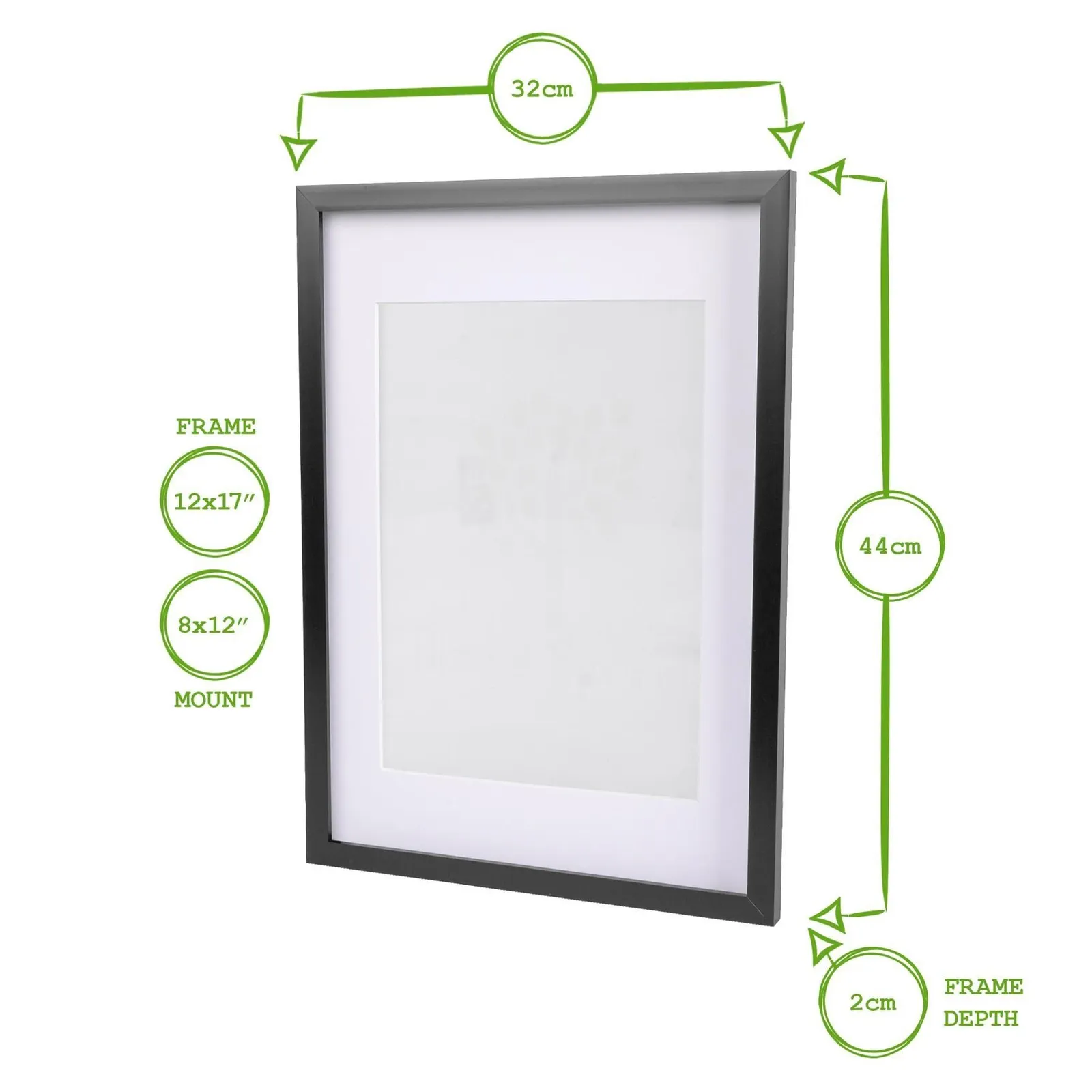 Nicola Spring Photo Frame with White A4 Mount - A3 (12" x 17") Picture Display Decor in Black 3